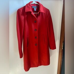 Banana Republic Bold Red Pea Coat XS EUC